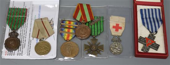 A group of assorted medals comprising an Auschwitz Cross